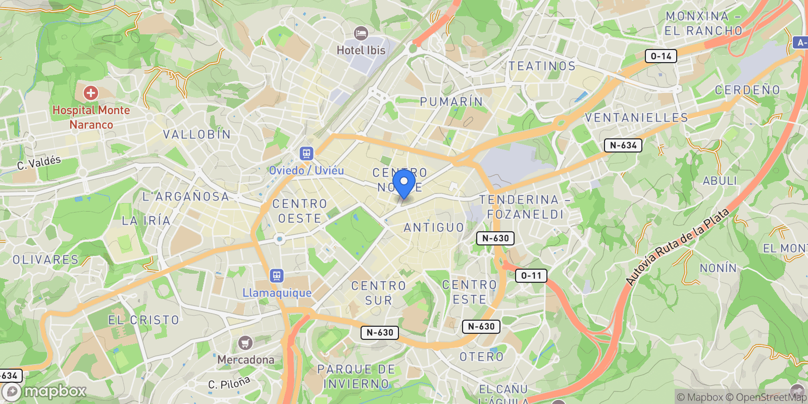 Map showing PLAZA DEL CARBAYON, 3, Centro y casco historico, Oviedo, Spain.