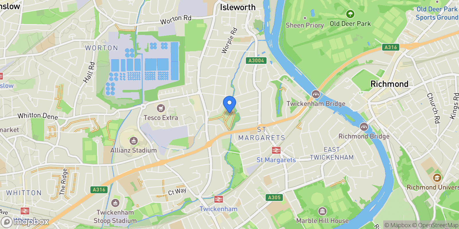 Map showing Cambridge Park, Twickenham, TW1, Isleworth, England, United Kingdom.