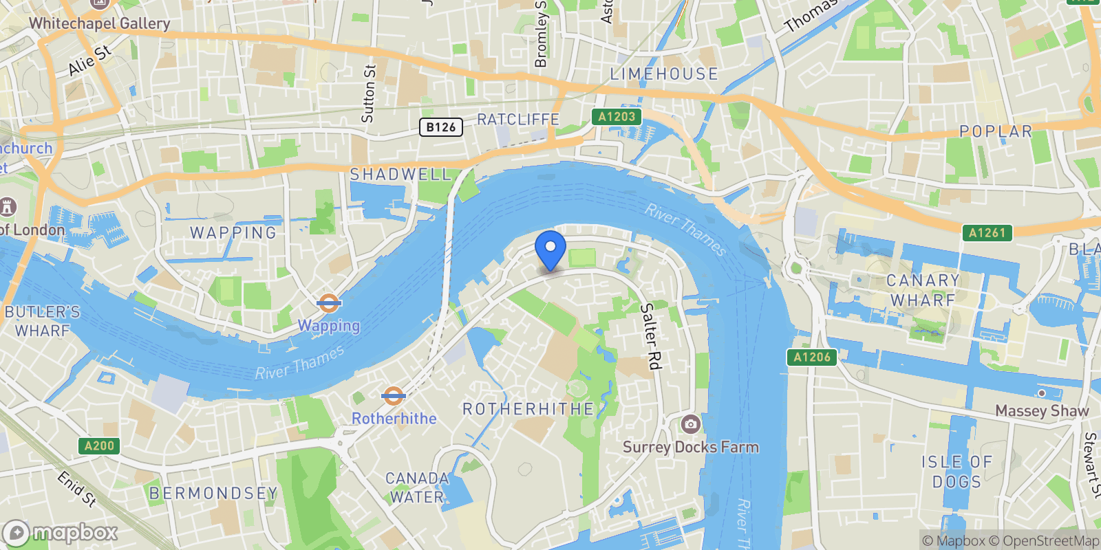 Map showing London Dock, London, England, United Kingdom.