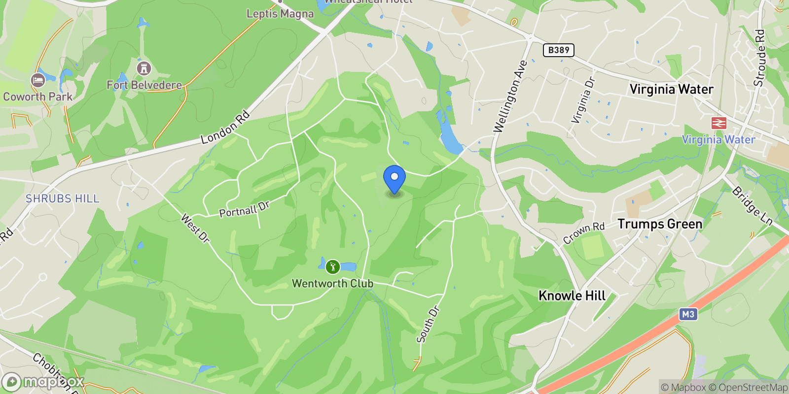 Map showing Abbey Road, Virginia Water, GU25, Virginia Water, England, United Kingdom.