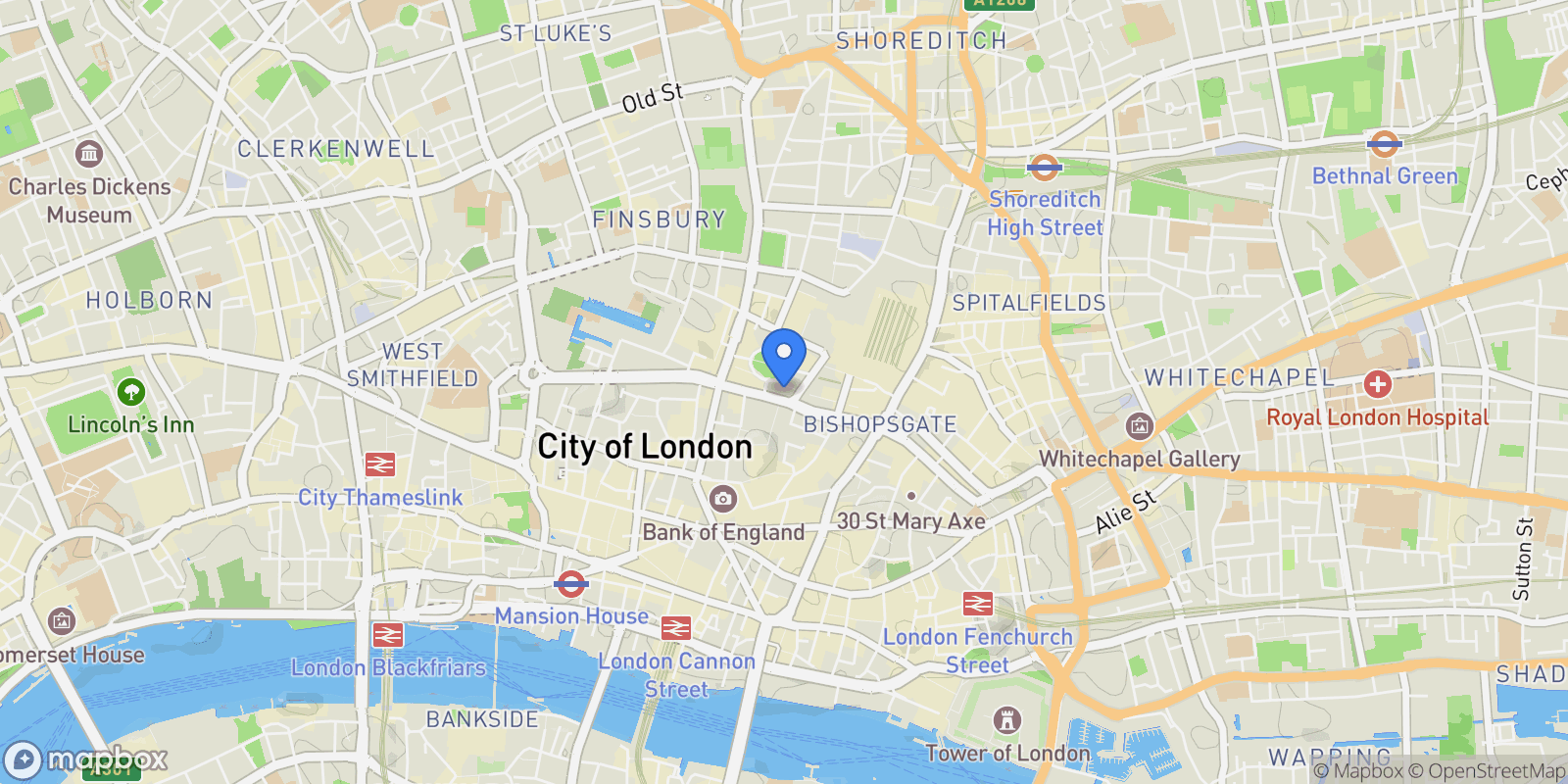 Map showing One Bishopsgate Plaza, London, England, United Kingdom.