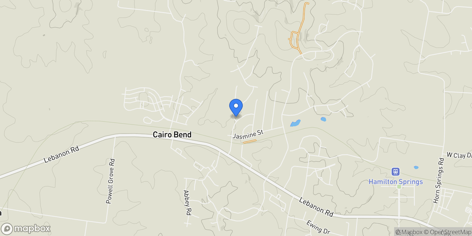 Map showing 201 Amana Dr, Lebanon, Tennessee, United States.
