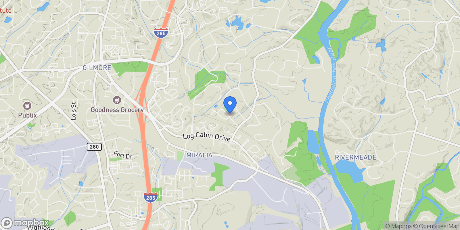 Map showing Atlanta, Georgia, United States.