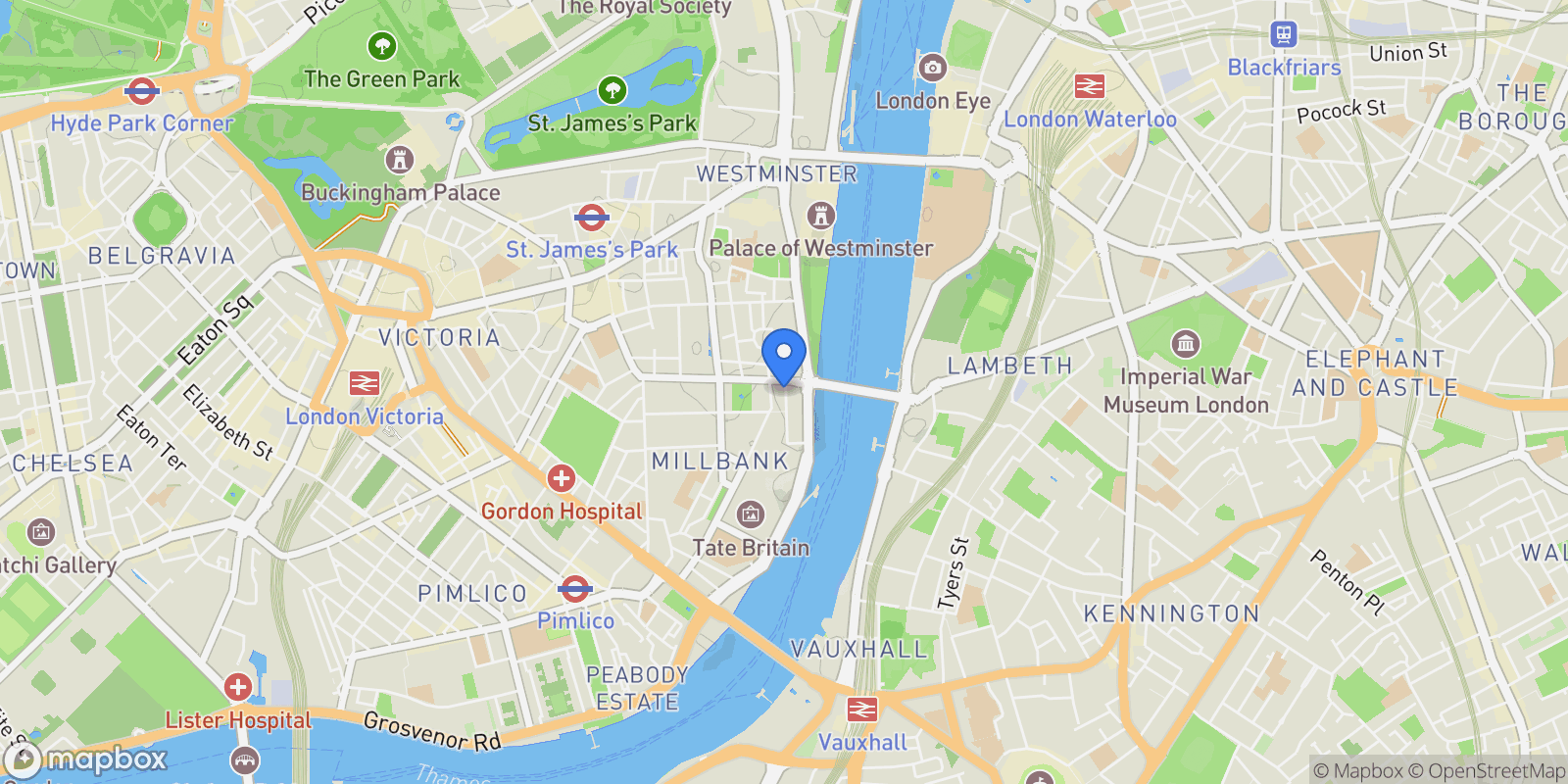 Map showing 9 Millbank, London, England, United Kingdom.