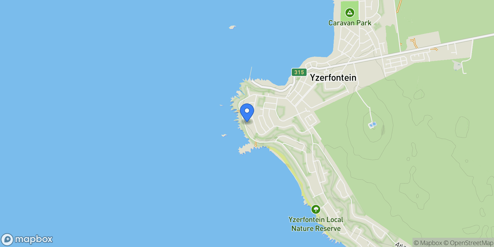 Map showing South Africa, Western Cape, Yzerfontein, Lutie Katz Road, 59, Yzerfontein, Western Cape, South Africa.