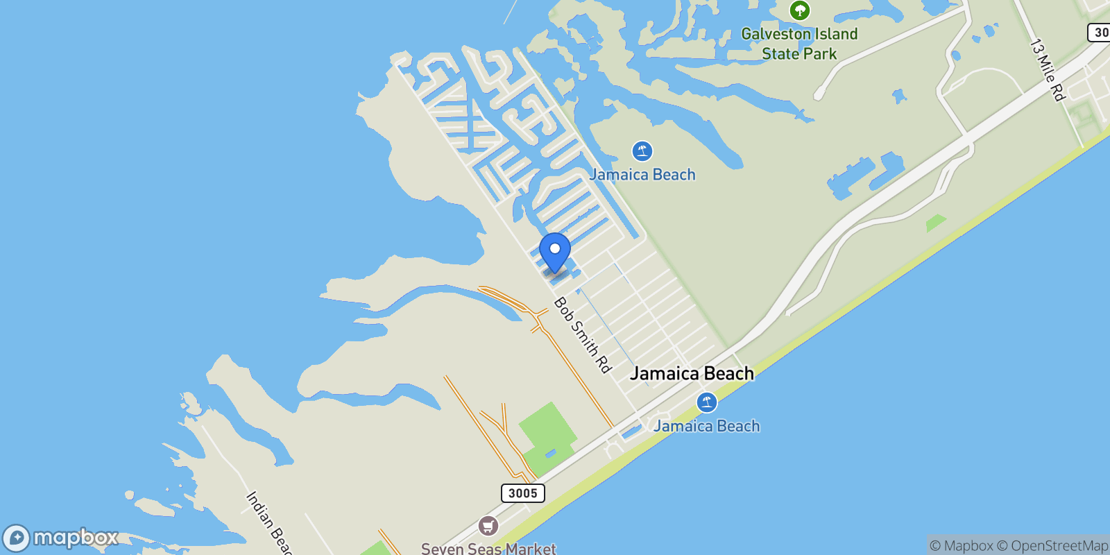 Map showing 16715 Montego Way, Jamaica Beach, TX 77554, Galveston, Texas, United States.
