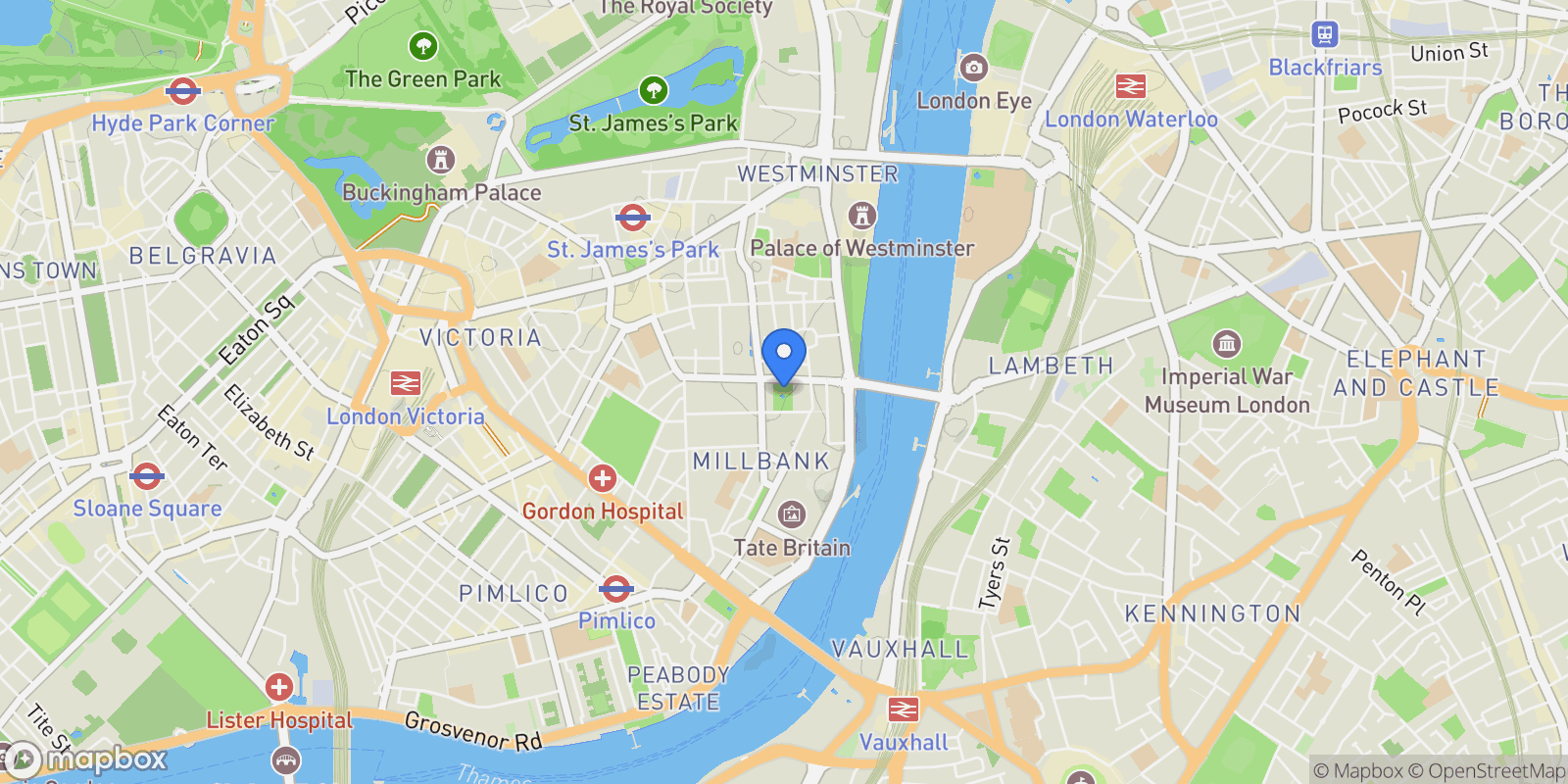 Map showing 9 Millbank, London, England, United Kingdom.