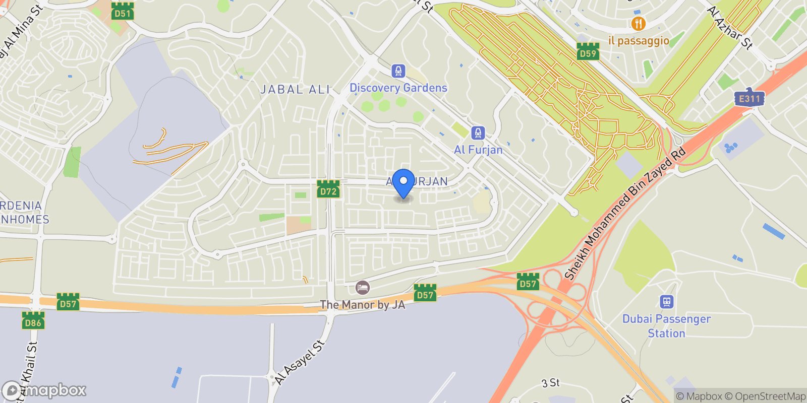 Map showing 24GW+389 - Jebel Ali Village - Al Furjan - Dubai - United Arab Emirates, Dubai, Dubai, United Arab Emirates.
