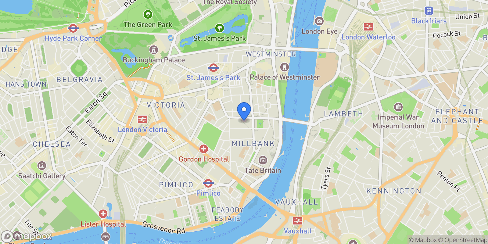 Map showing 9 Millbank, London, England, United Kingdom.