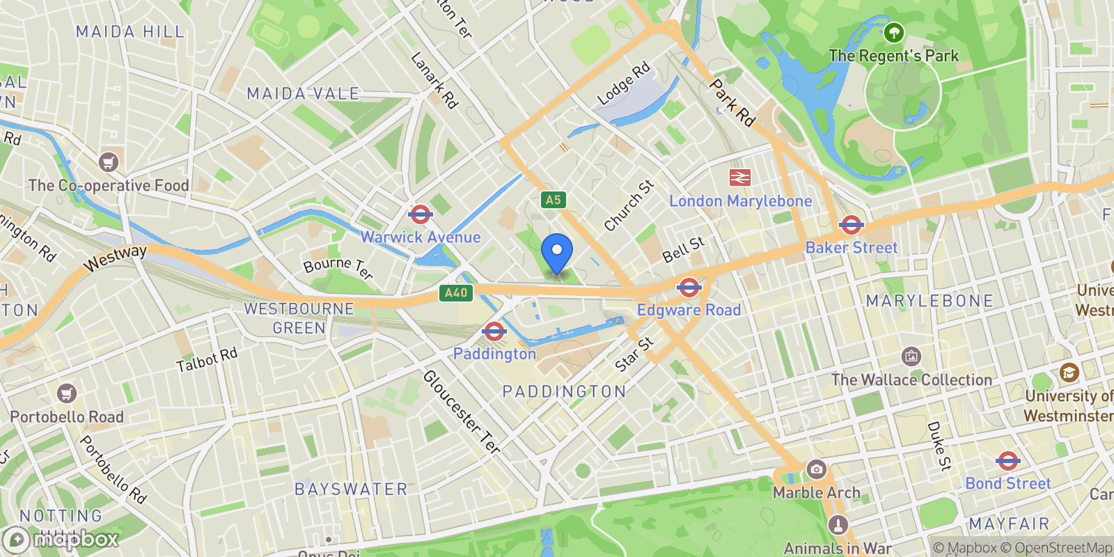 Map showing Westmark Tower, , W2, London, England, United Kingdom.