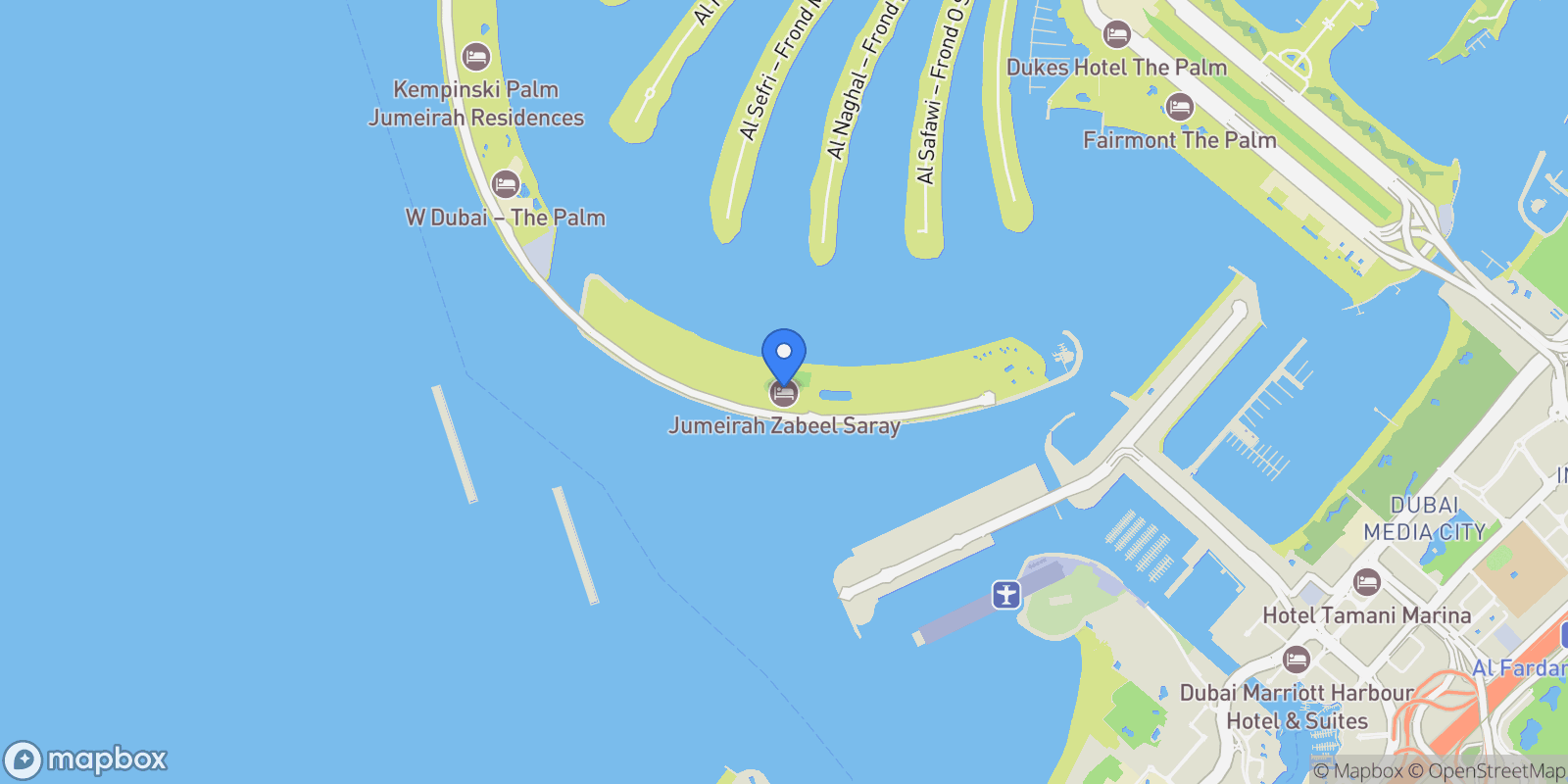Map showing Crescent Rd - The Palm Jumeirah - Dubai - United Arab Emirates, Dubai, Dubai, United Arab Emirates.
