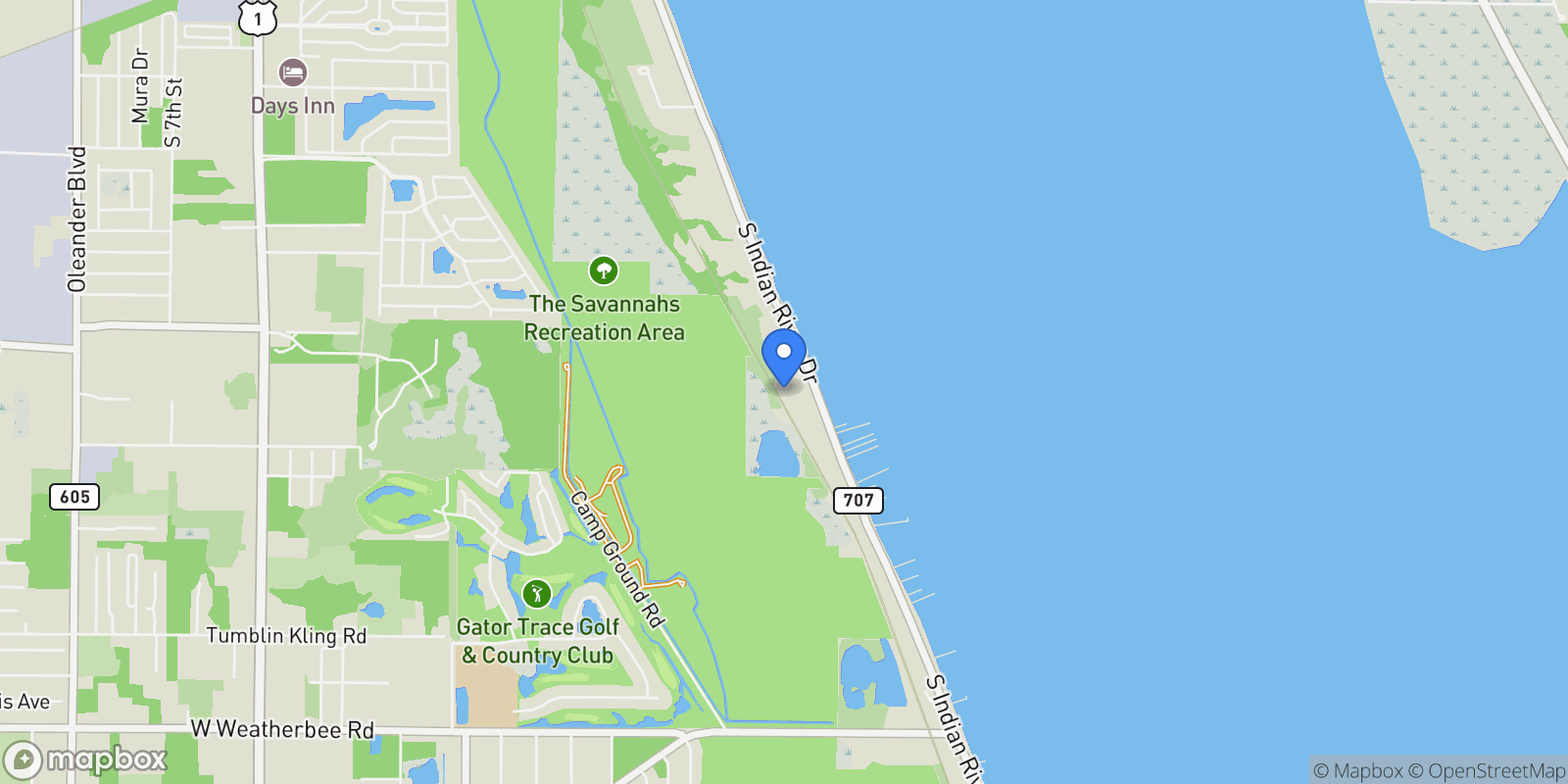 Map showing 4103 S Indian River Drive , Fort Pierce, FL 34982, Fort Pierce, Florida, United States.