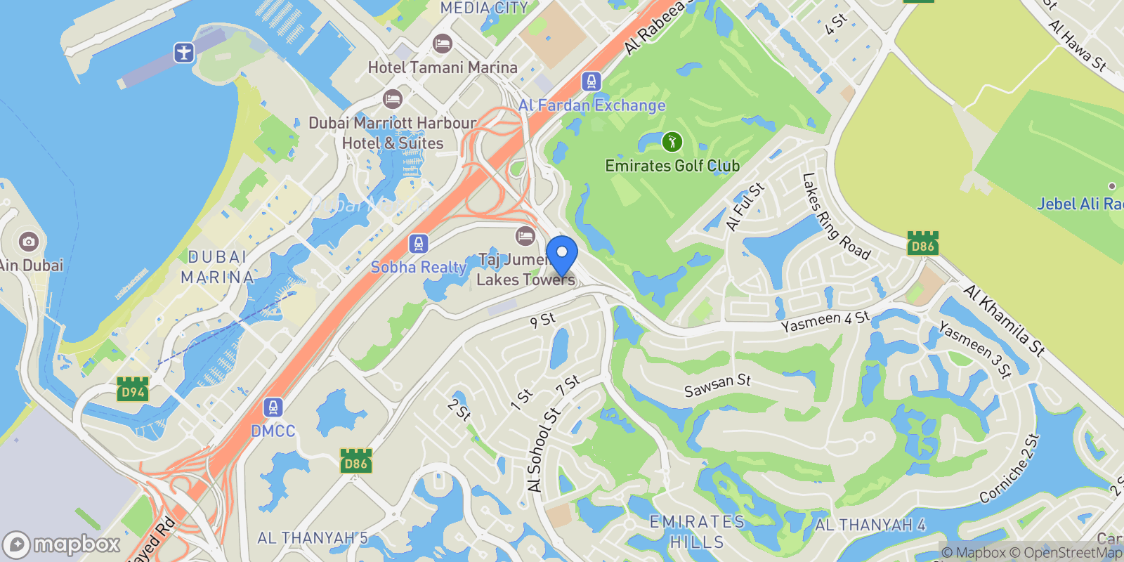 Map showing Banyan Tree Residences - Dubai - United Arab Emirates, Dubai, Dubai, United Arab Emirates.