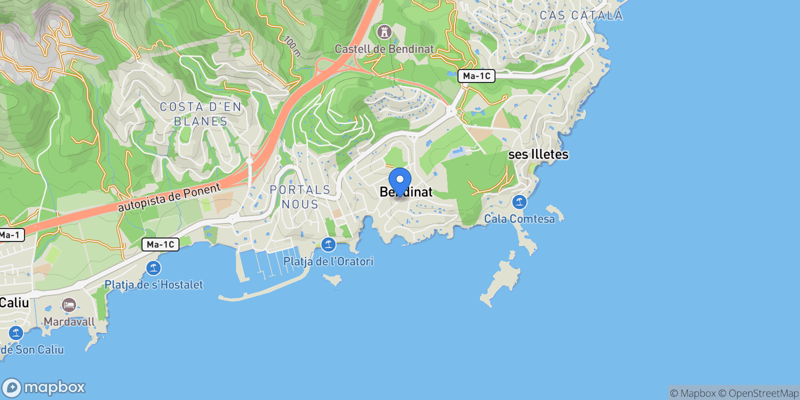 Map showing 07181 Bendinat, Balearic Islands, Spain, Portals Nous, Calvia, Balearic Islands.