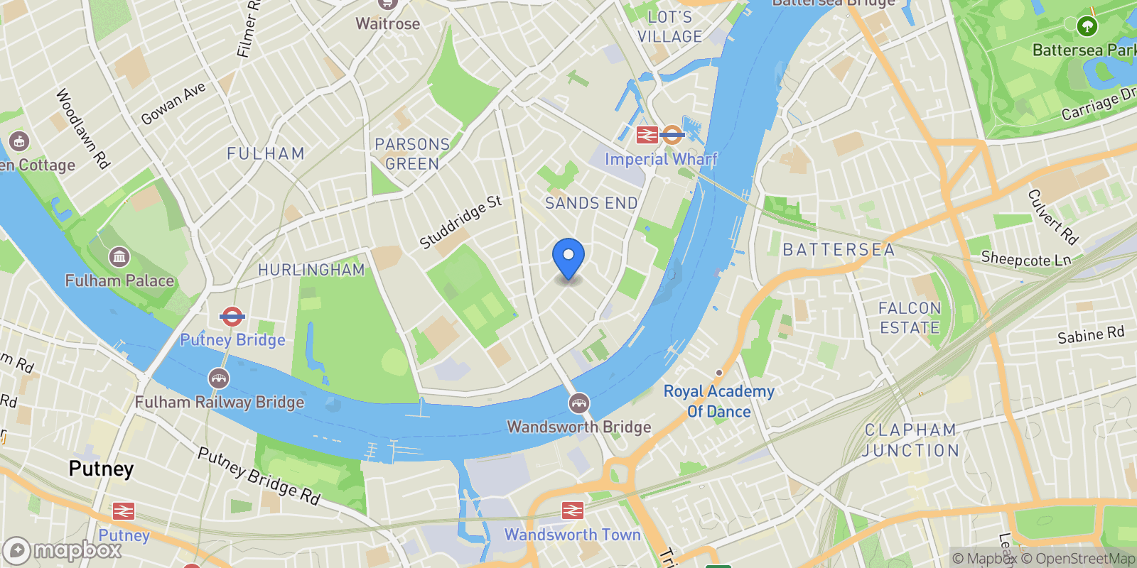 Map showing Kings Road Park, London, England, United Kingdom.