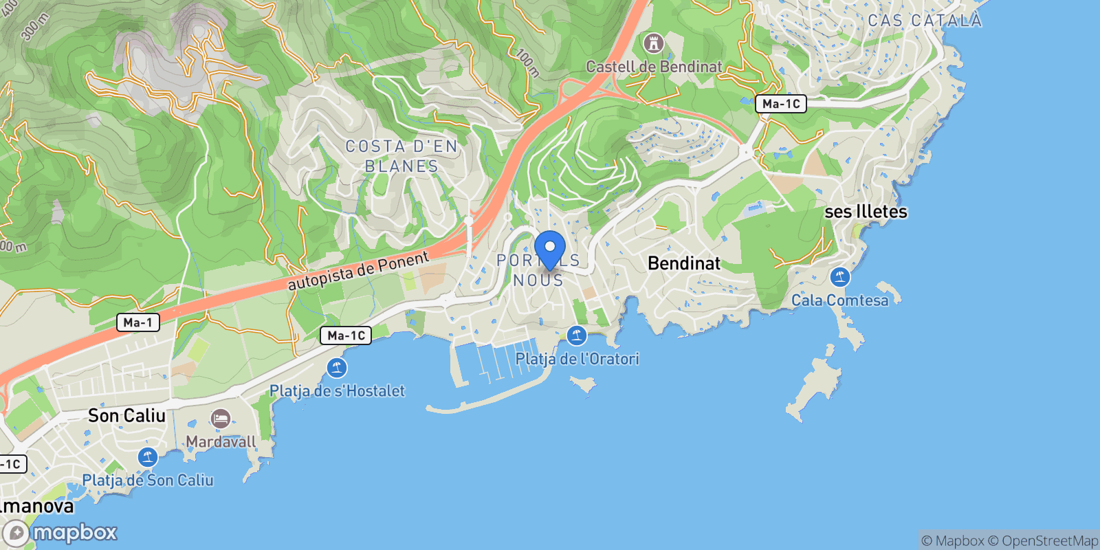 Map showing Portals Nous, Balearic Islands, Spain, Portals Nous, Calvia, Balearic Islands.