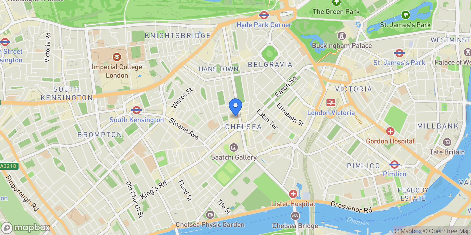 Map showing Lennox Gardens, London, England, United Kingdom.
