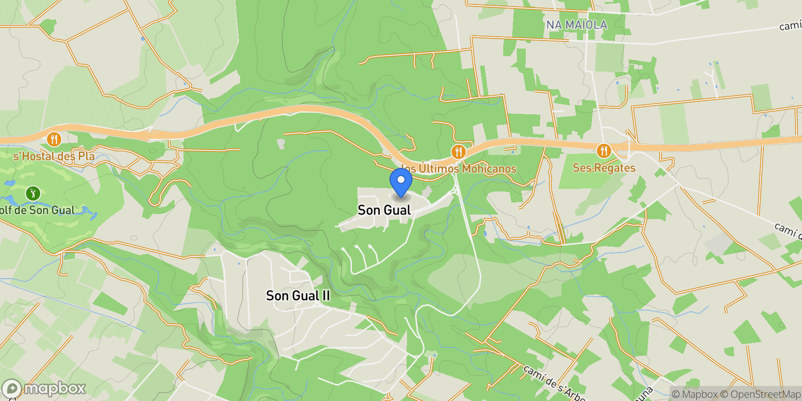 Map showing Son Gual-B, 11, Llevant, 07199 Palma, Illes Balears, Spain, Palma, Balearic Islands, Spain.