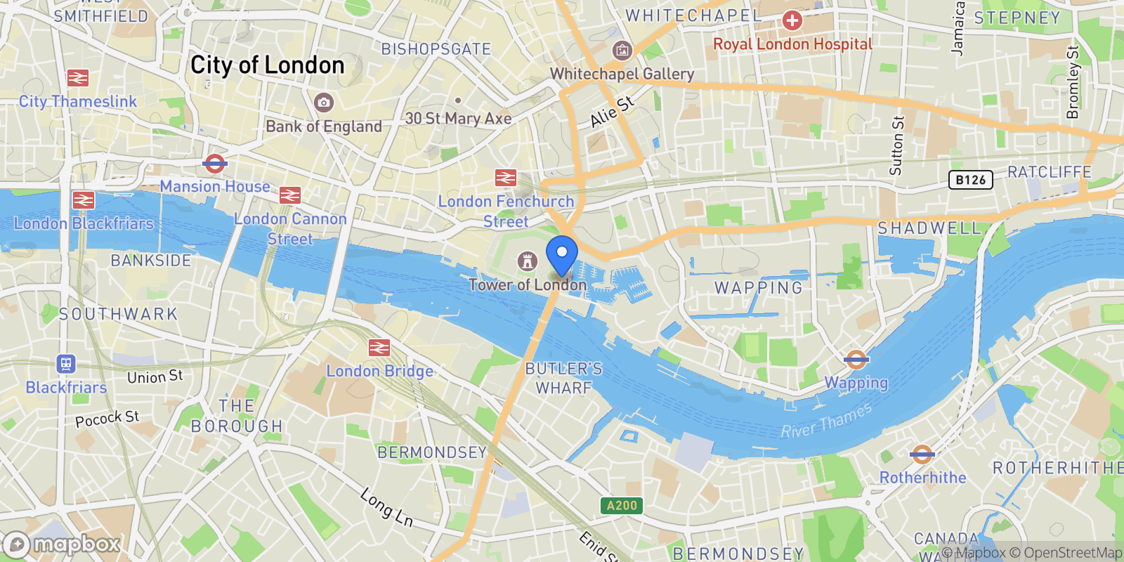 Map showing Sugar Quay, London, England, United Kingdom.