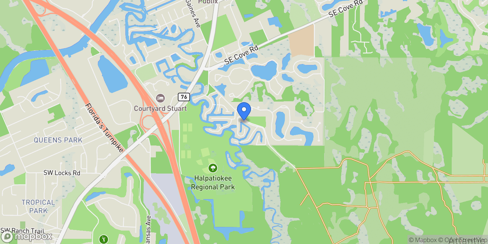 Map showing 7960 SE River Lane , Stuart, FL 34997, Stuart, Florida, United States.