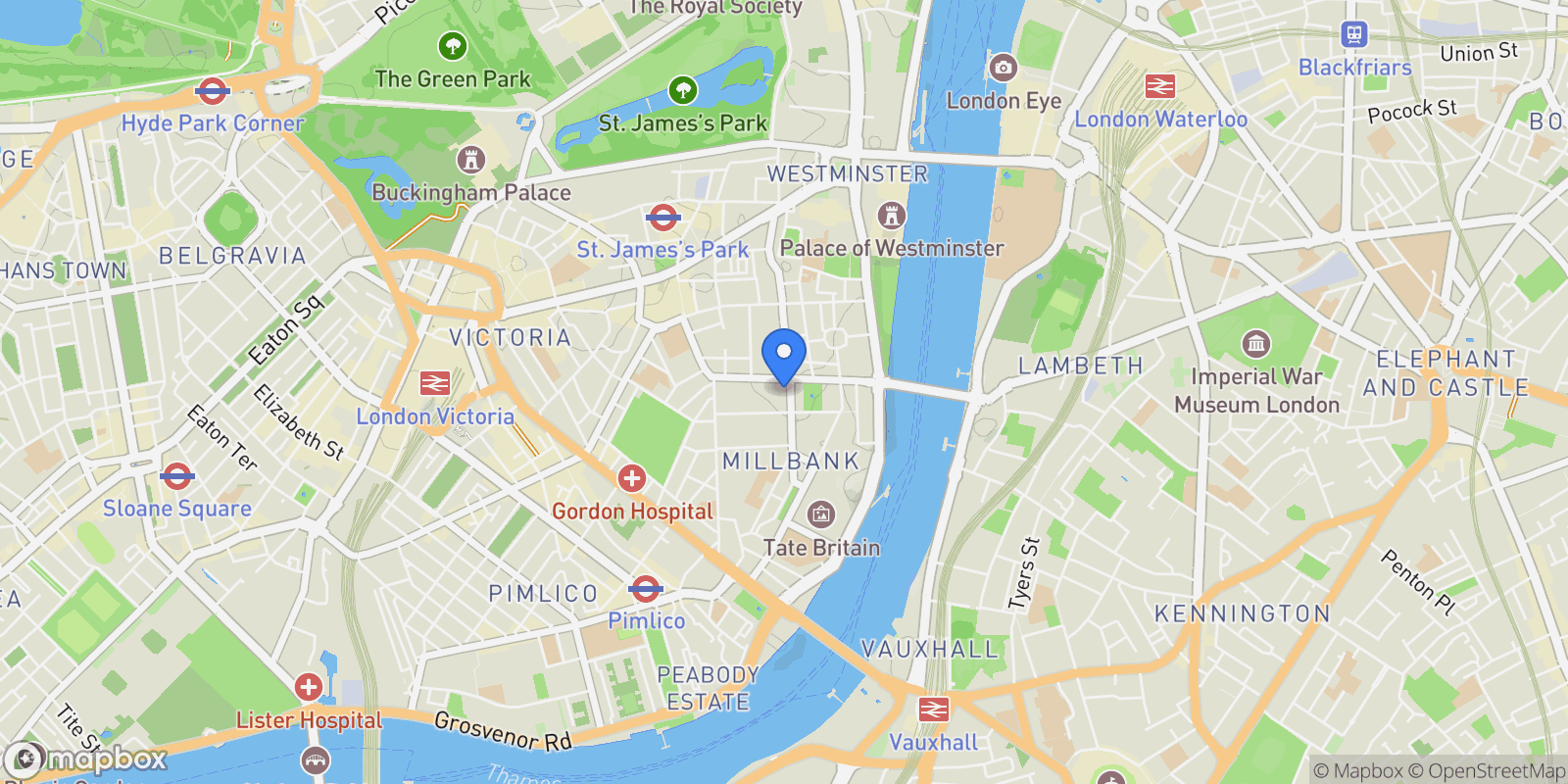 Map showing 9 Millbank, London, England, United Kingdom.