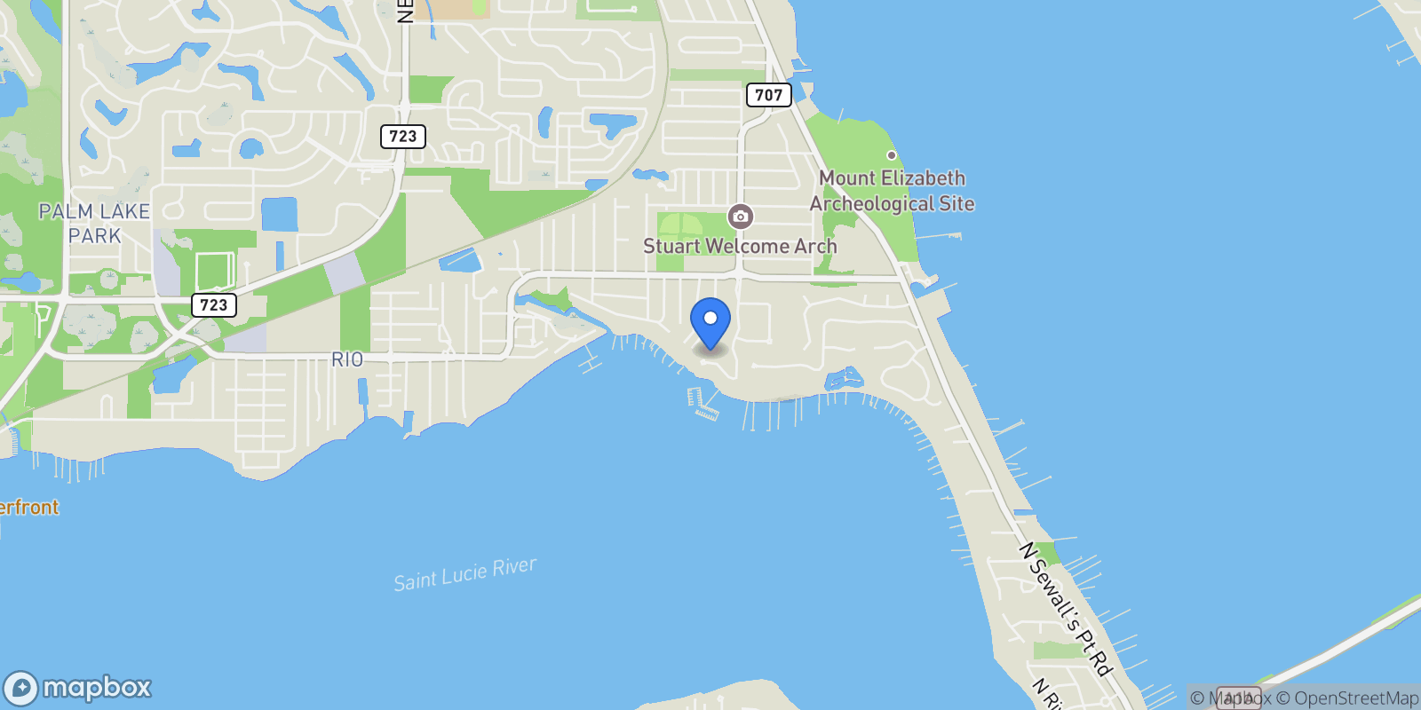 Map showing 1280 NE Langford Lane , Jensen Beach, FL 34957, Jensen Beach, Florida, United States.