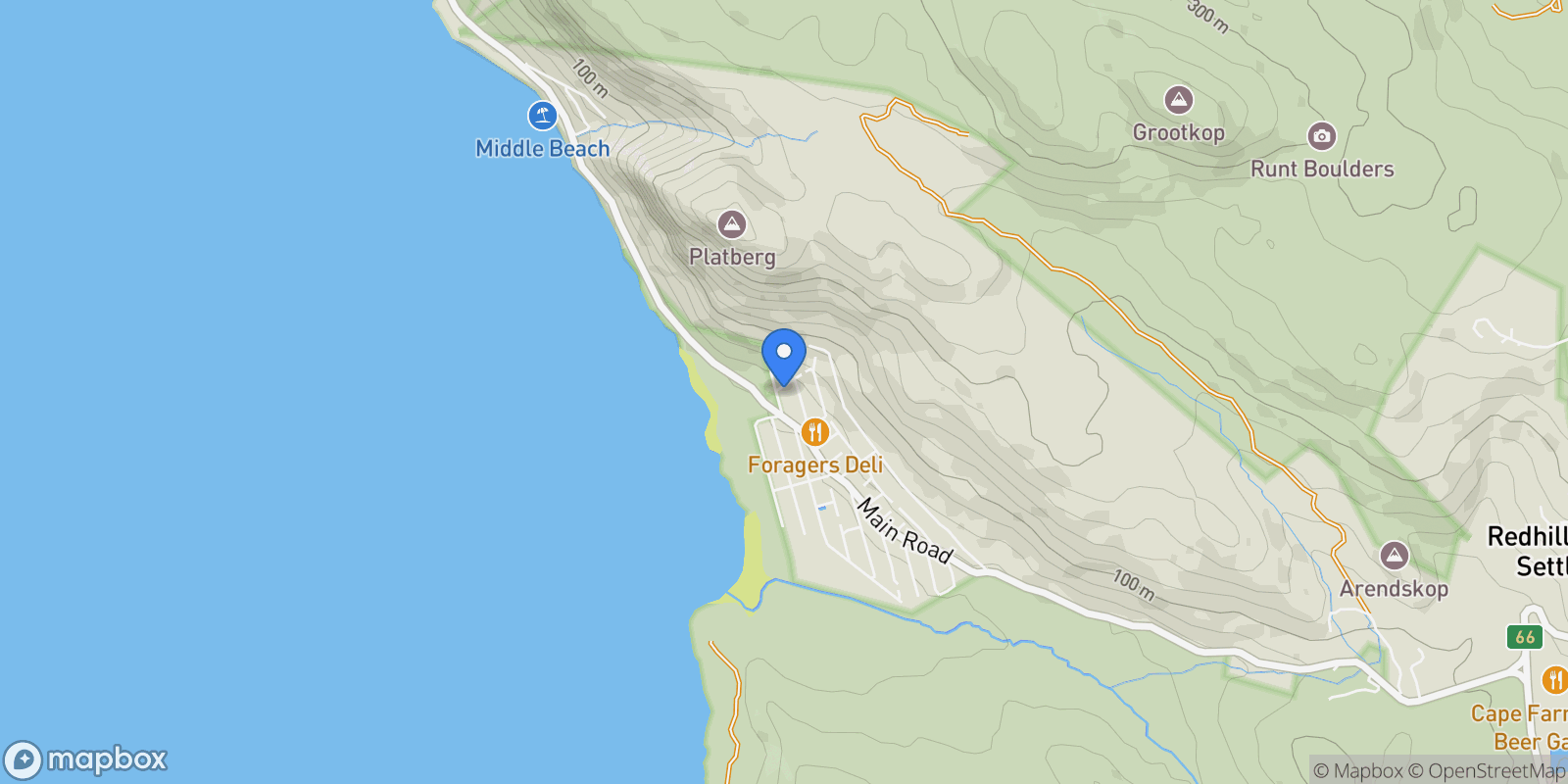 Map showing 10 Mimosa Road, Scarborough, SOUTH AFRICA, Cape Town, Western Cape, South Africa.