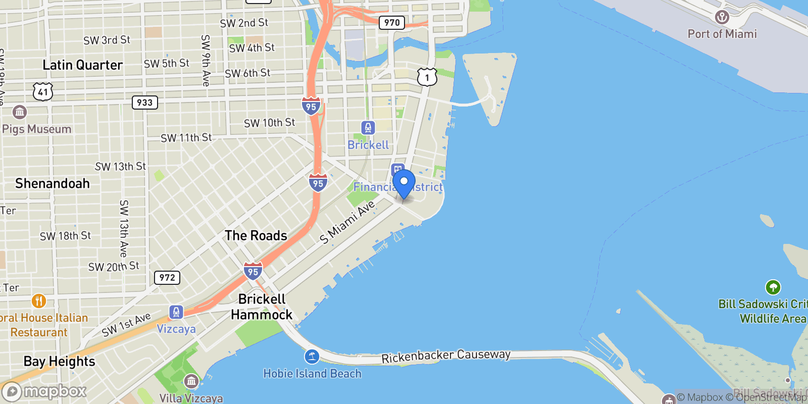 Map showing 1451 Brickell Ave 2802, Miami, Florida, United States.