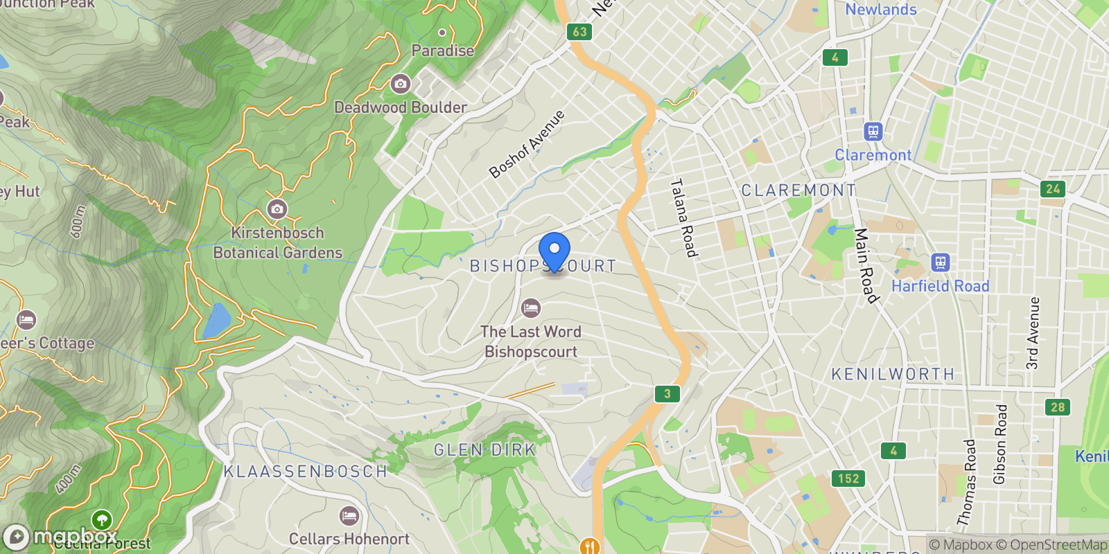 Map showing #10 Dunkeld, Bishopscourt, SOUTH AFRICA, Cape Town, Western Cape, South Africa.