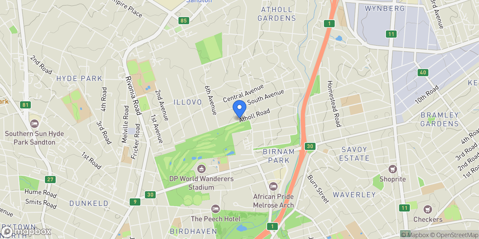 Map showing 87 Atholl Road, Atholl, SOUTH AFRICA, Sandton, Gauteng, South Africa.