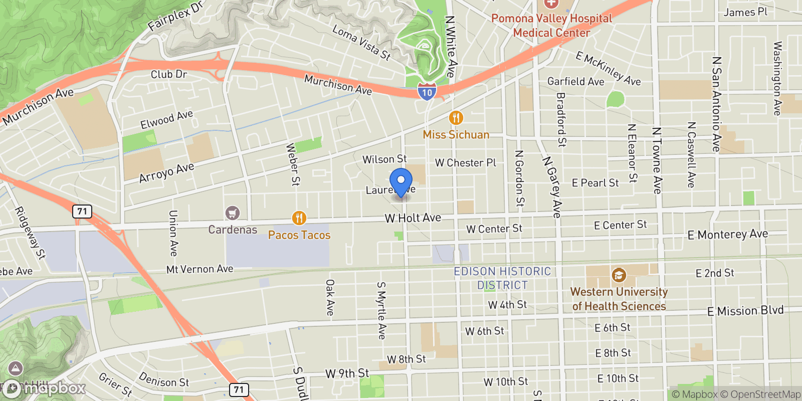 Map showing 809 William St, Pomona, CA 91768, Pomona, California, United States.