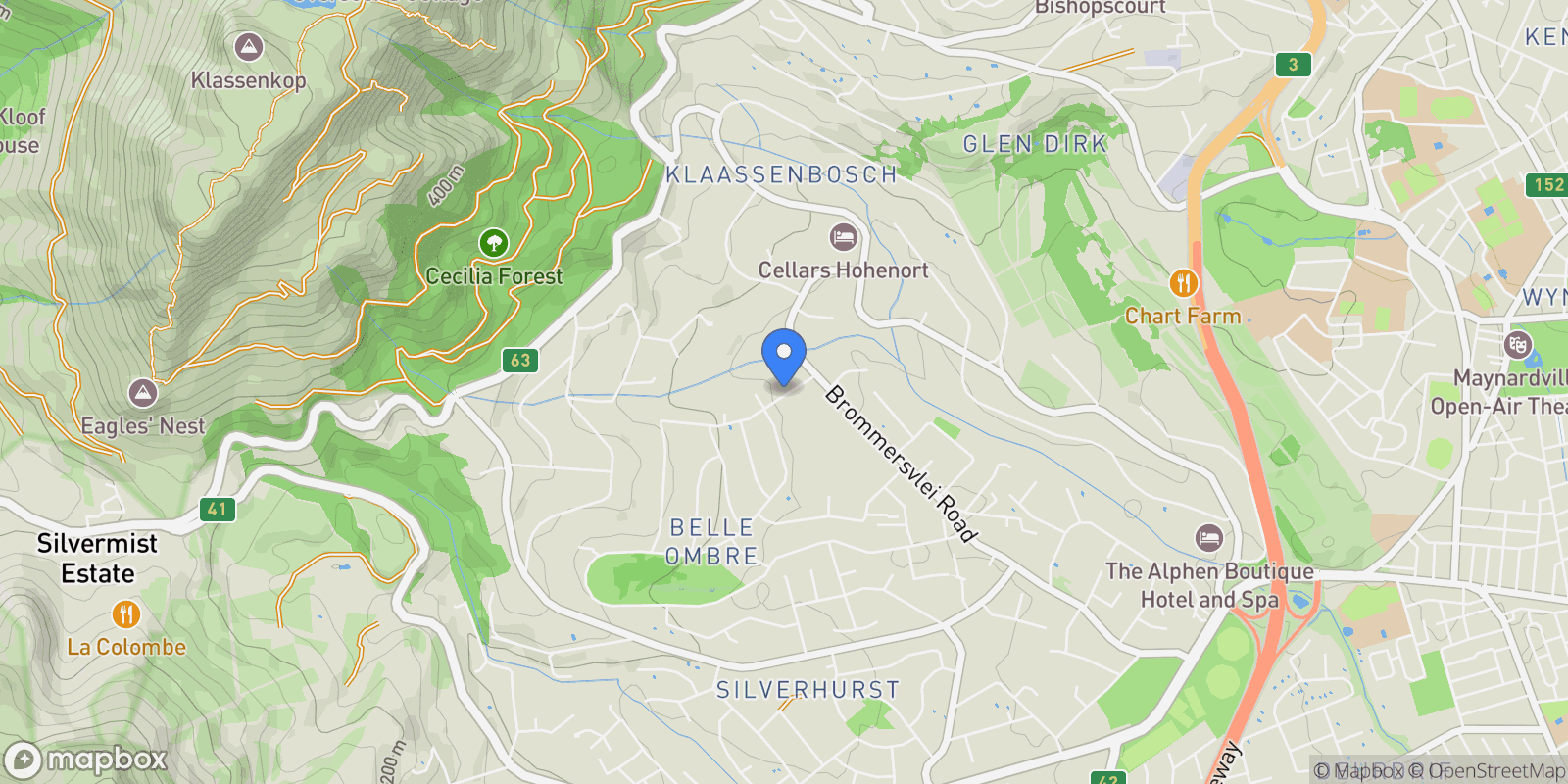 Map showing 6 Klaasenbosch Drive, Cape Town, Constantia, SOUTH AFRICA, Cape Town, Western Cape, South Africa.