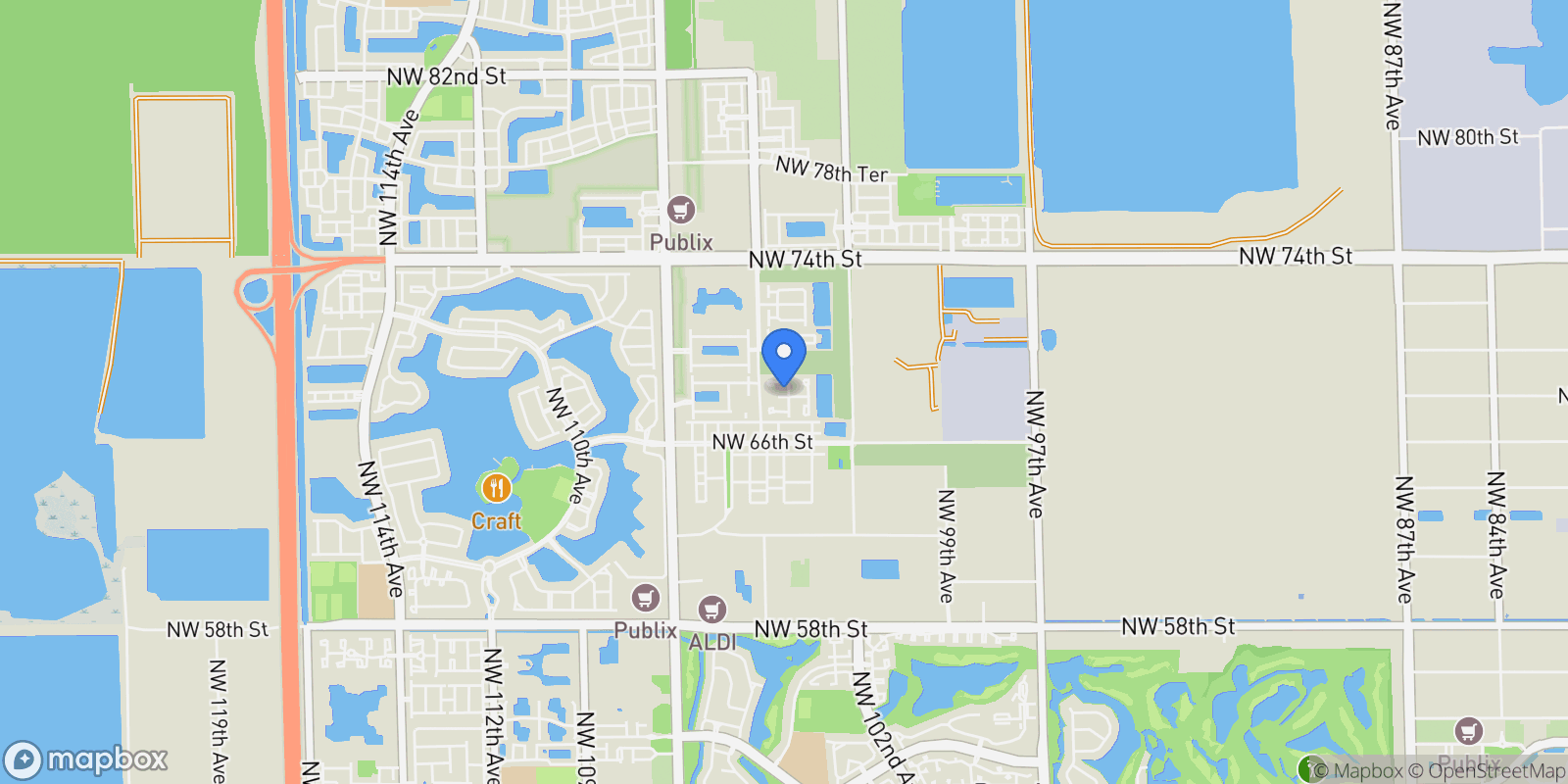 Map showing 6810 NW 103rd Pl, Doral, Florida, United States.