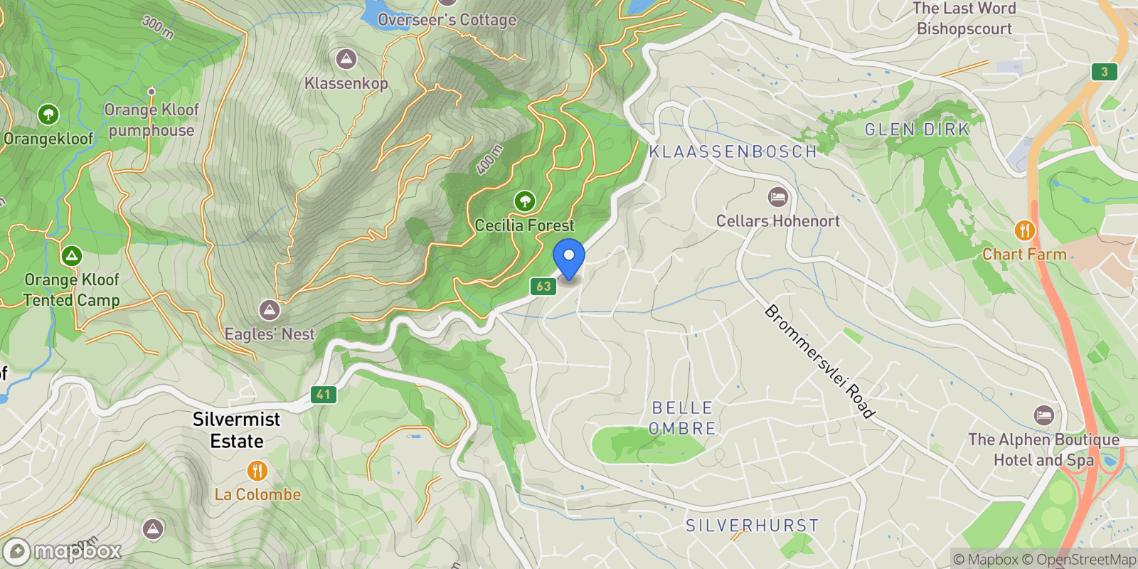 Map showing 9 Bellevue Avenue, Constantia, Cape Town, SOUTH AFRICA, Cape Town, Western Cape, South Africa.