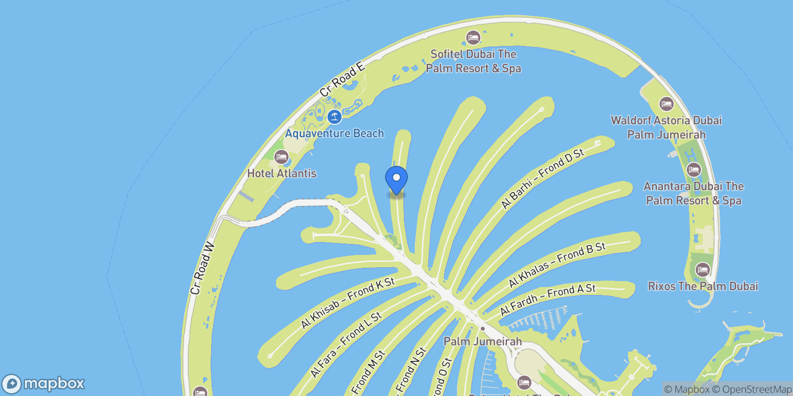 Map showing Frond G - The Palm Jumeirah - Dubai - United Arab Emirates, Dubai, Dubai, United Arab Emirates.
