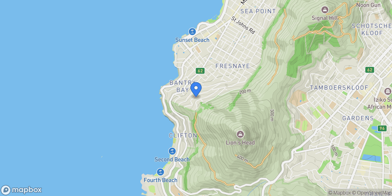 Map showing 381 Ocean View Drive, #381B, Bantry Bay, Cape Town, SOUTH AFRICA, Cape Town, Western Cape, South Africa.