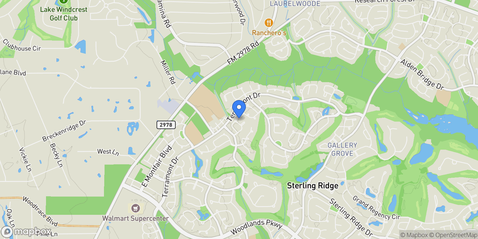 Map showing 6 Hithervale Court, The Woodlands, TX 77382, The Woodlands, Texas, United States.