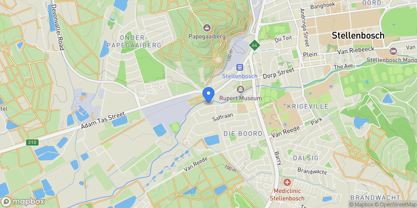 Map showing 62 Rokewood Street, Die Boord, Stellenbosch, SOUTH AFRICA, Stellenbosch, Western Cape, South Africa.