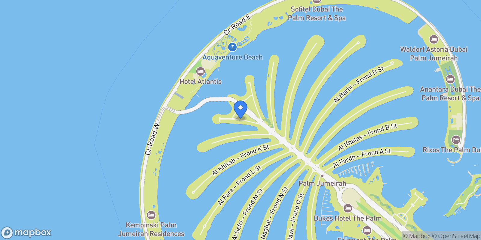 Map showing Frond I - The Palm Jumeirah - Dubai - United Arab Emirates, Dubai, Dubai, United Arab Emirates.