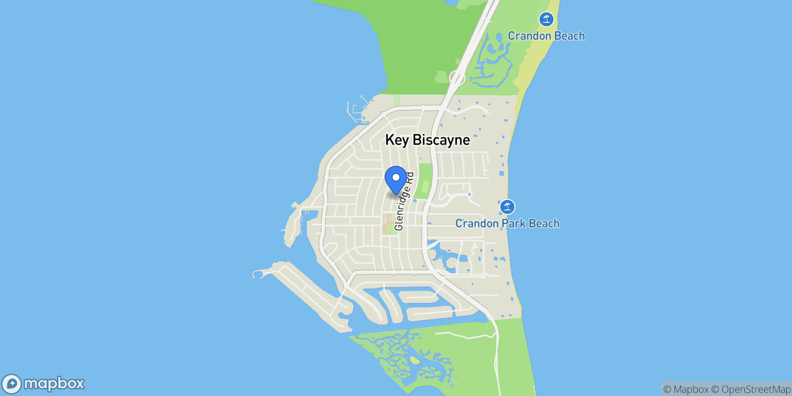 Map showing 475 Woodcrest Rd, Key Biscayne, Florida, United States.