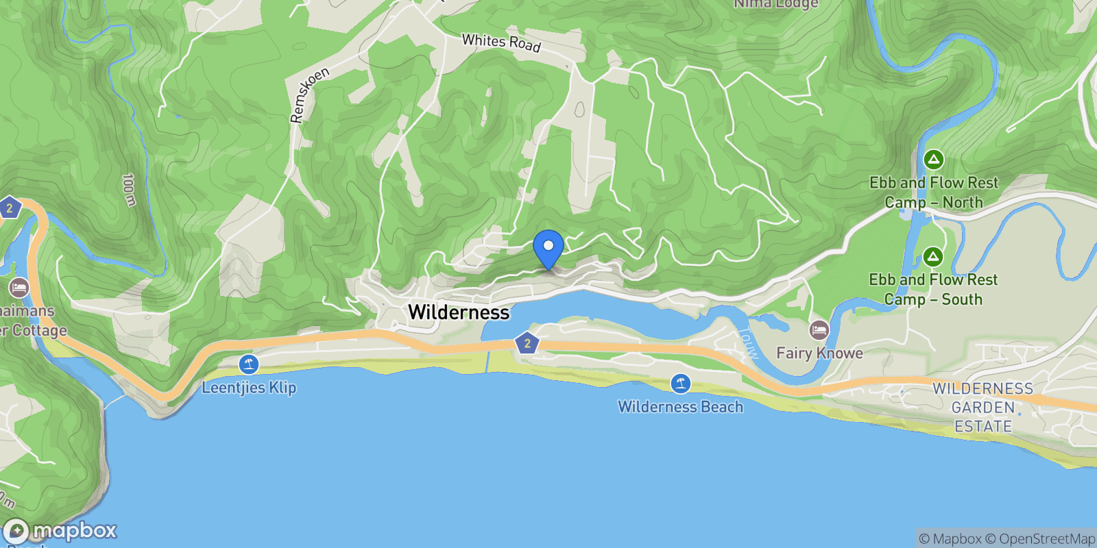 Map showing 297 Whites Road, Wilderness Central, SOUTH AFRICA, Wilderness, Western Cape, South Africa.