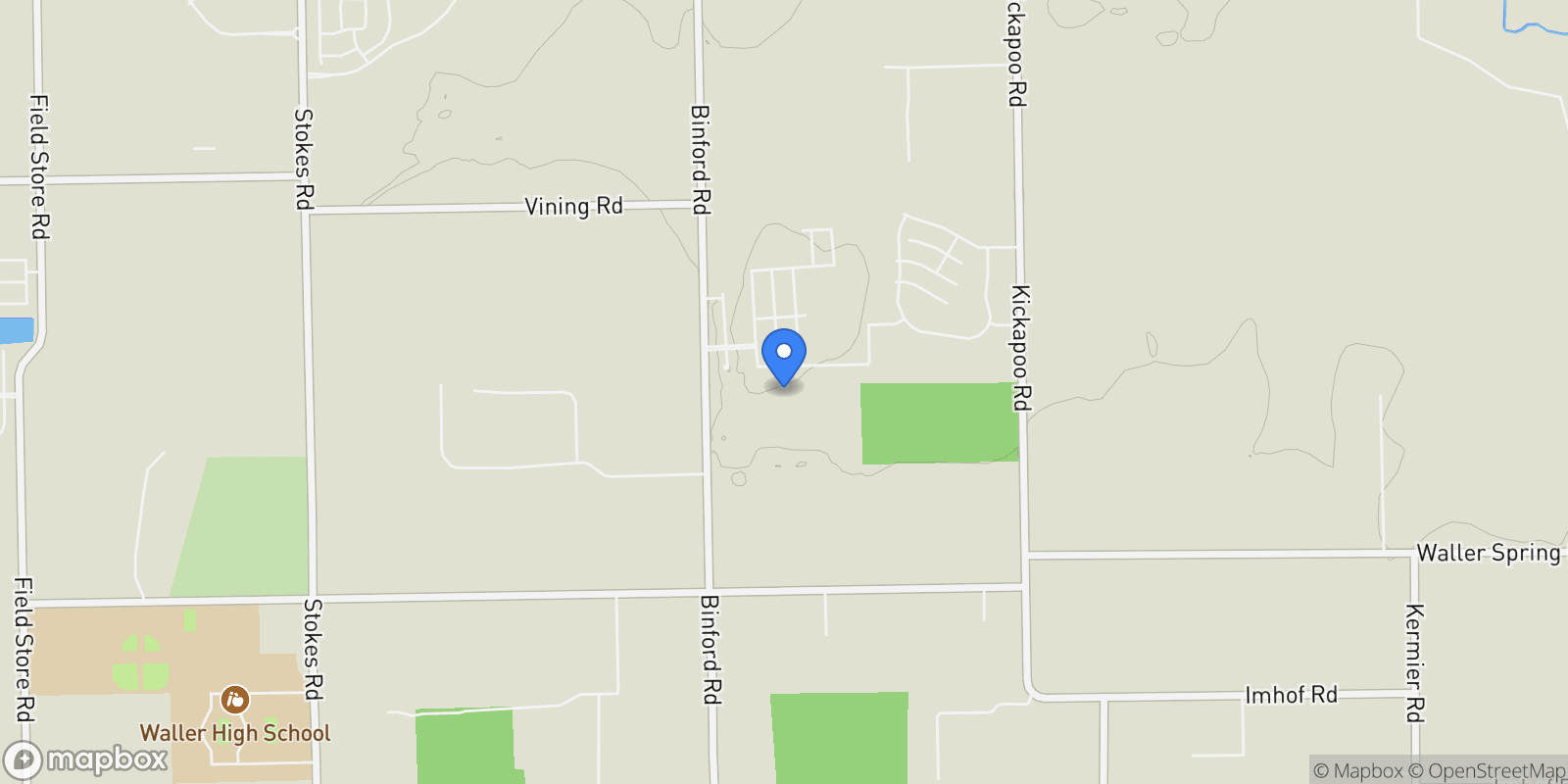 Map showing 21512 Binford Road, Waller, TX 77484, Waller, Texas, United States.