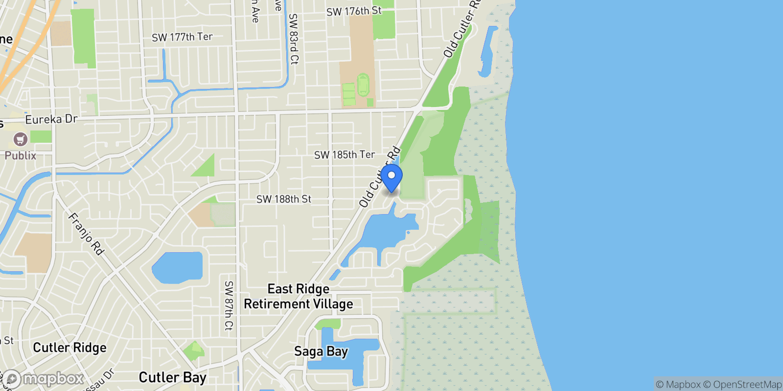 Map showing 18765 SW 78th Ct, Cutler Bay, Florida, United States.