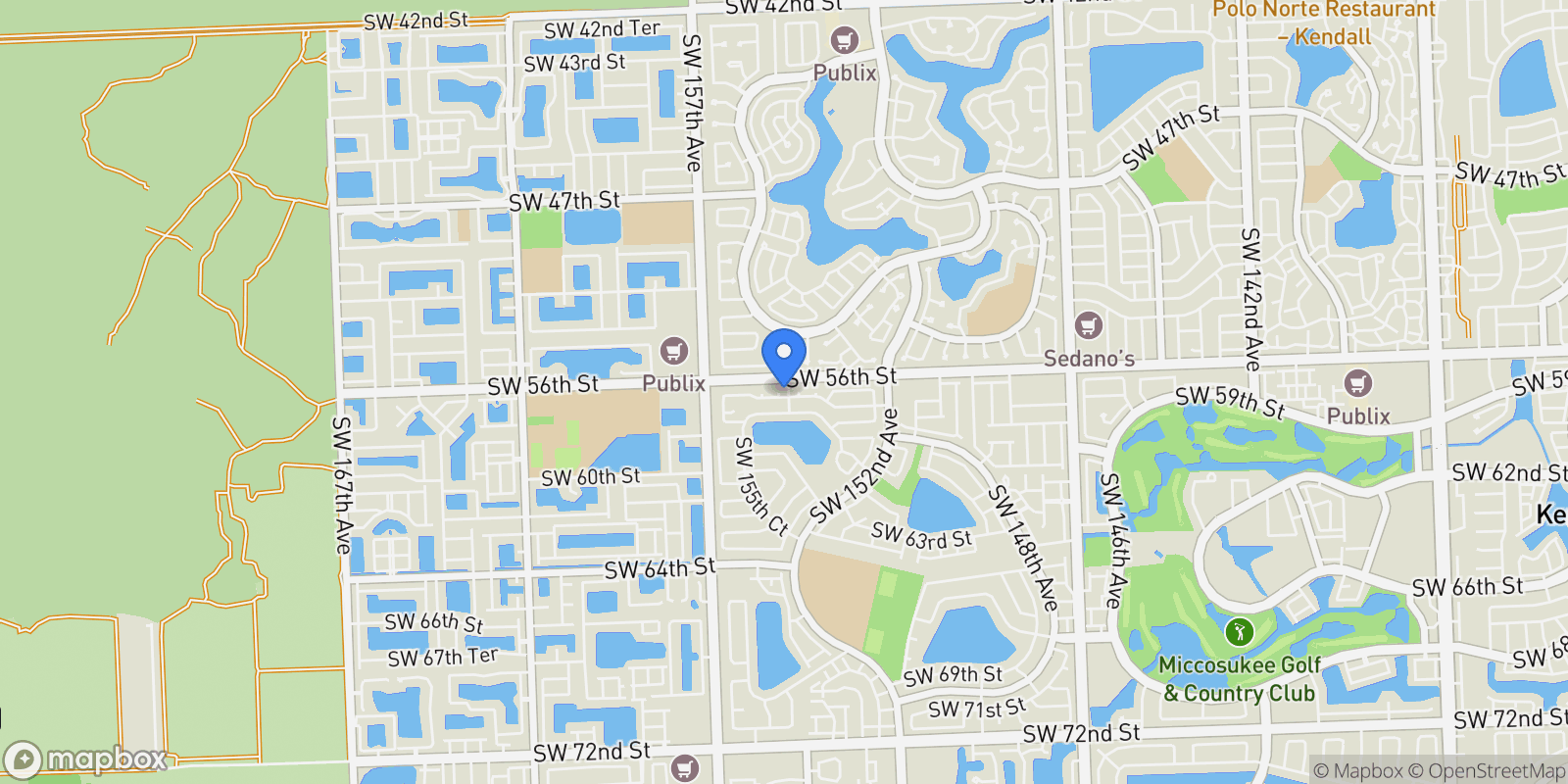 Map showing 15445 SW 57th St, Miami, Florida, United States.