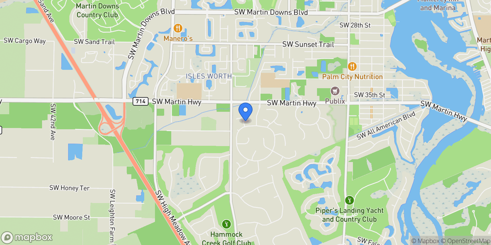 Map showing 2304 SW Parkridge Place , Palm City, FL 34990, Palm City, Florida, United States.