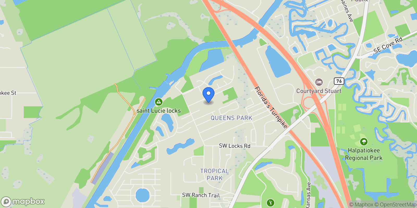 Map showing 1850 SW Hackman Terrace , Stuart, FL 34997, Stuart, Florida, United States.