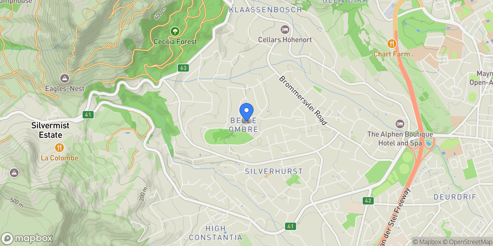 Map showing 97 Rathfelder Ave, Bel Ombre, Cape Town, 7806, South Africa, Cape Town, Western Cape, South Africa.