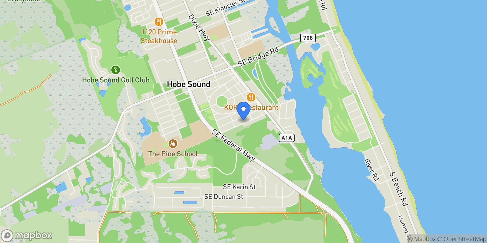 Map showing 9333 SE Saturn Street , Hobe Sound, FL 33455, Hobe Sound, Florida, United States.