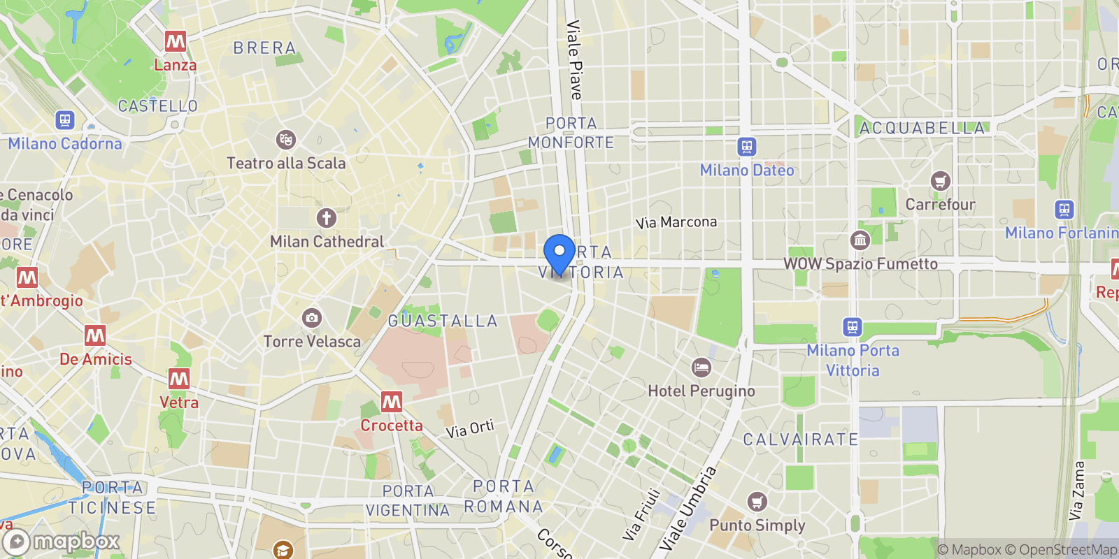 Map showing Via Fontana, 19, 20122 Milano MI, Italy, Milan, Lombardy, Italy.