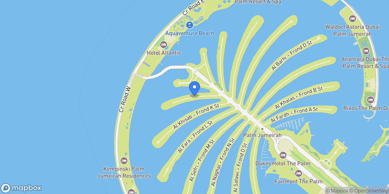 Map showing Frond J - The Palm Jumeirah - Dubai - United Arab Emirates, Dubai, Dubai, United Arab Emirates.